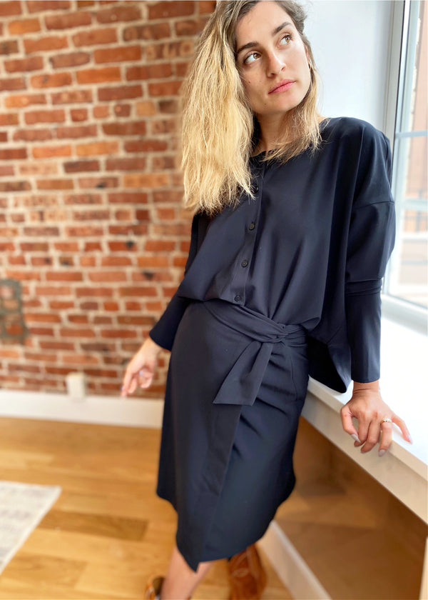 Wrap Skirt - Navy - The Frock NYC